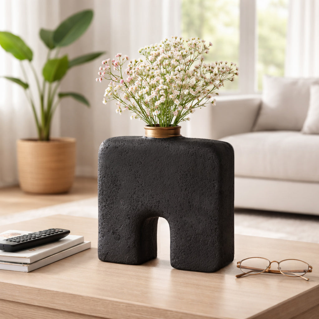 Emmaton Black Large Ecomix Abstract Vase