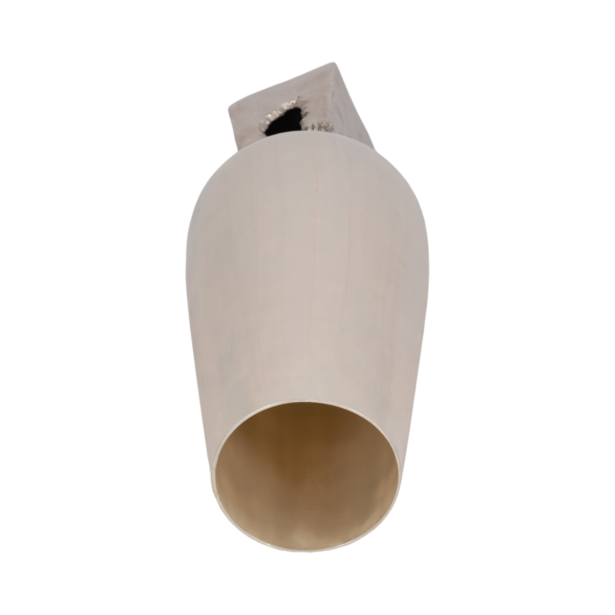 Perry Pearl/White Glass Vase with Metal Base