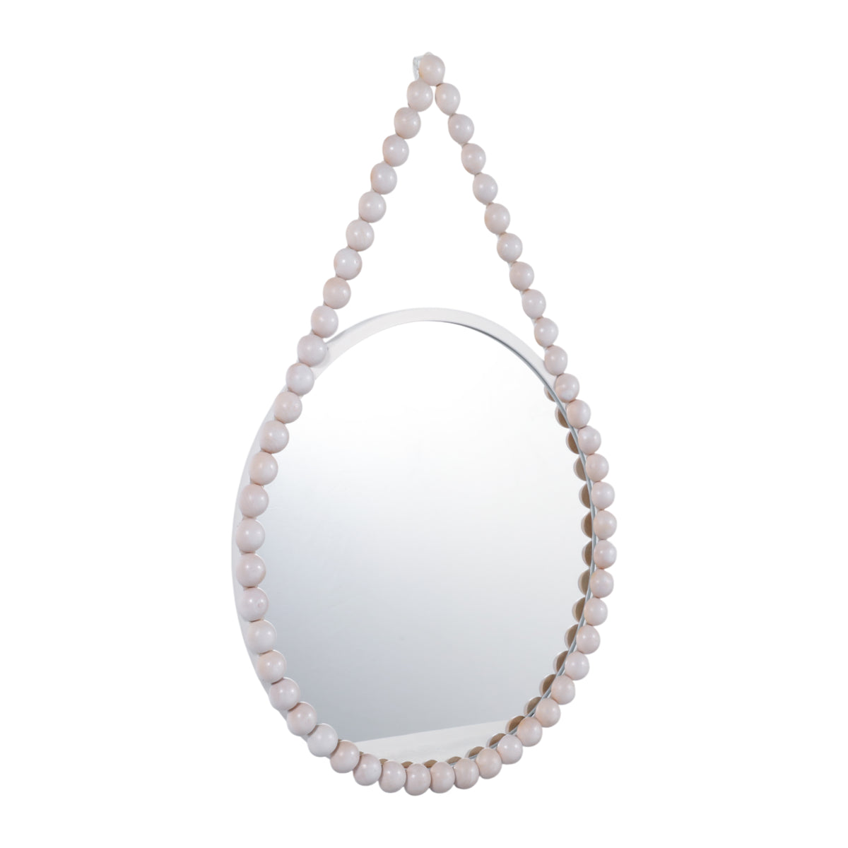 Fort Ross White/Tan Wood Beaded Mirror