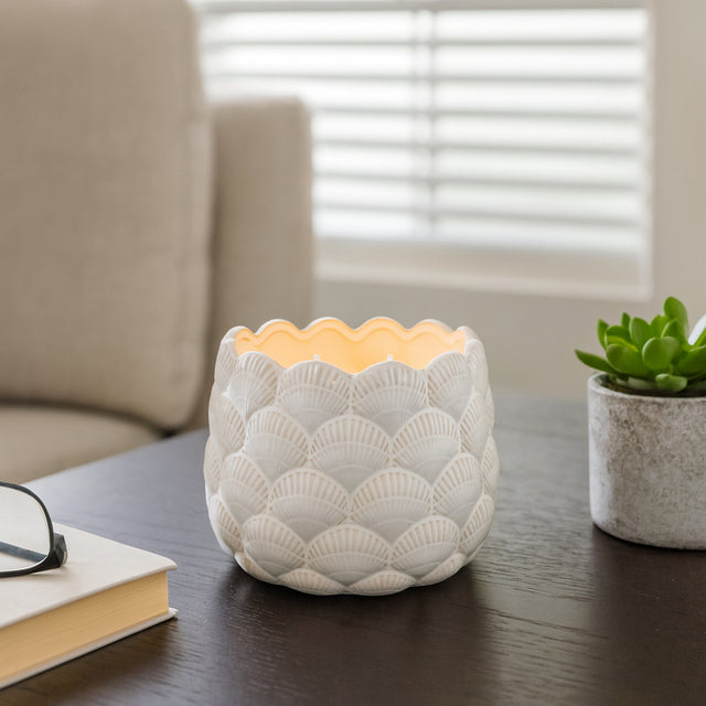 Camarillo Ivory Pink Beach Seashell Candle