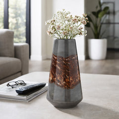 Dixieland Black/Red/Brown Large Glass Vase