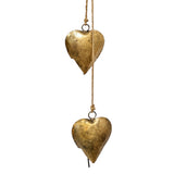 Pierce Gold Metal 3 Heart Bell Windchime