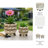 Montara Beige Ceramic Scribble Footed Planters (Set of 2)