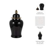 Arlenbeach Black/Gold Large Ceramic Temple Jar