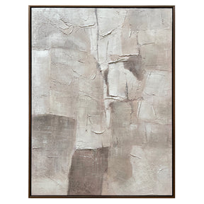 Fleta Neutral/Bronze Hand Embellished Abstract Framed Wall Art