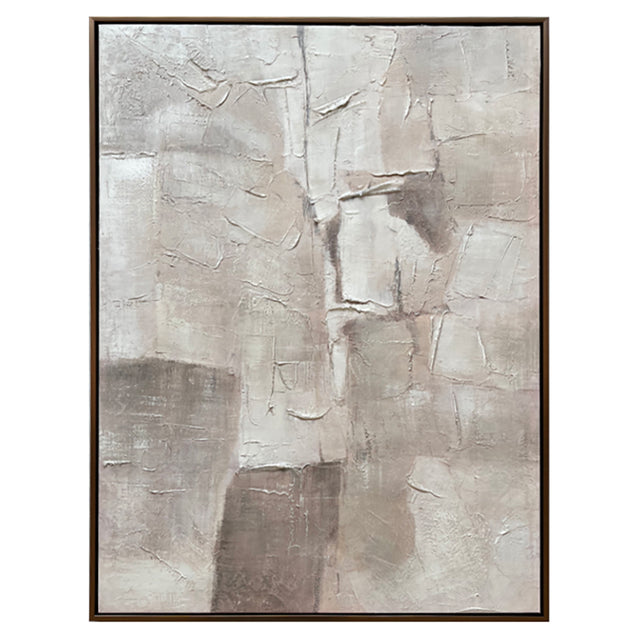 Fleta Neutral/Bronze Hand Embellished Abstract Framed Wall Art