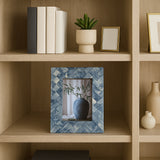 Harris Blue/Ivory Resin 4x6 Woven Photo Frame