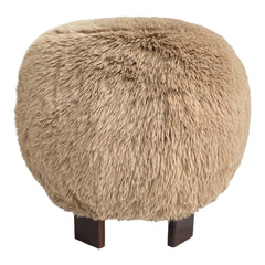 Ingle Tan Round Faux Fur Footed Ottoman