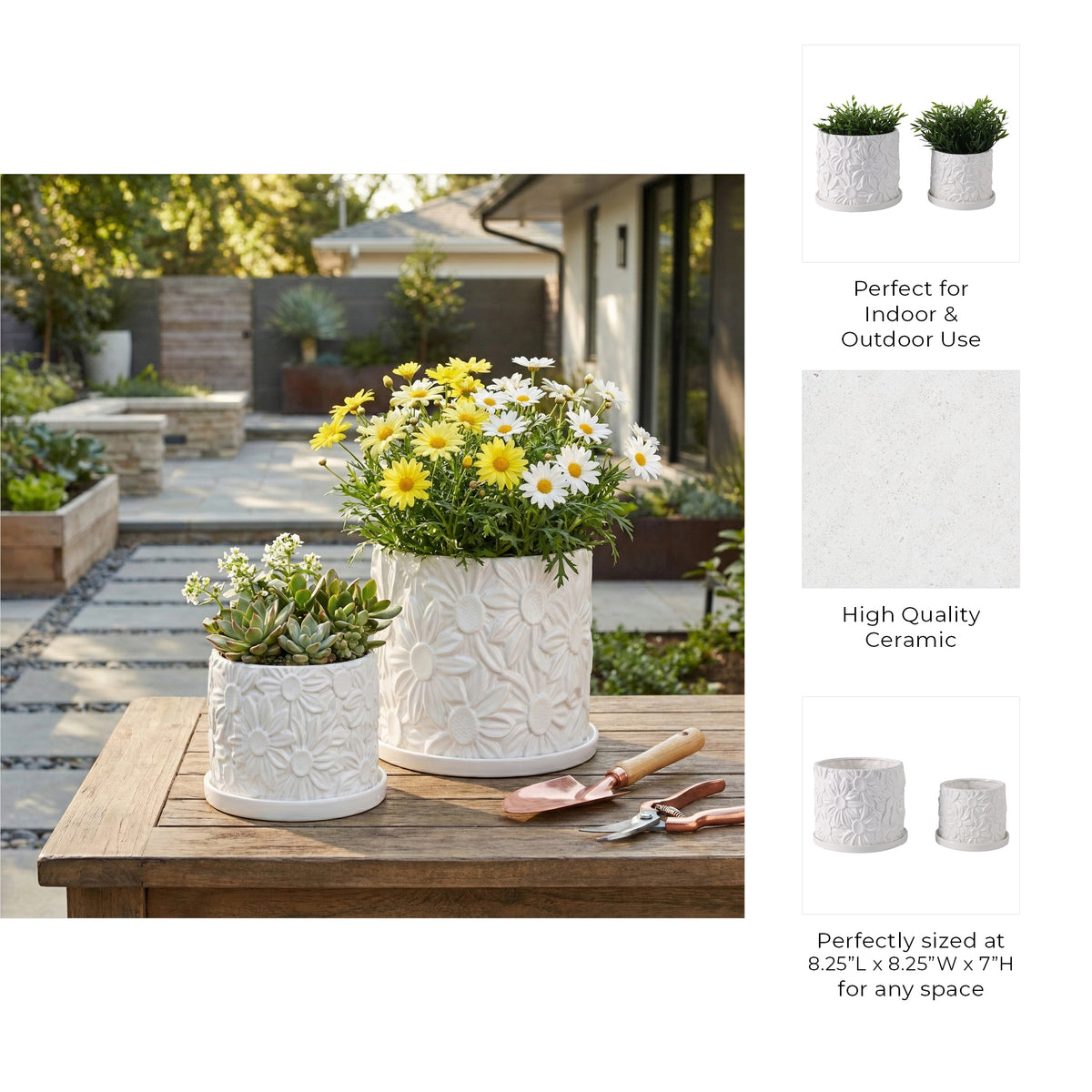 Bowenhaven White Planters (Set of 2)