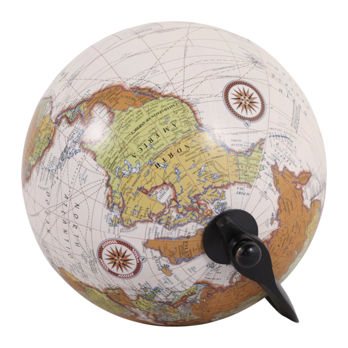 Fagan Green/Black Globe on Ridged Marble Base