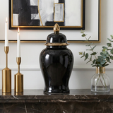 Arlenbeach Black/Gold Small Ceramic Temple Jar