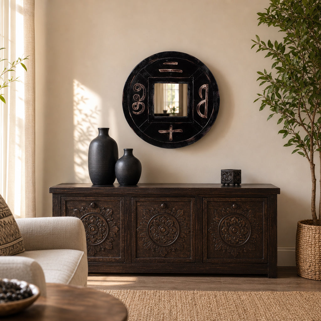 Van Ness Black/Gold Carved Mirror