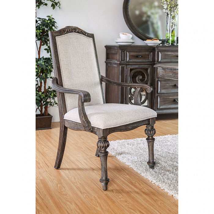 Arcadia Rustic Brown & Ivory Armchair (Set of 2) - Ornate Home