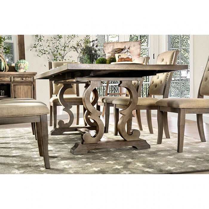 Patience Rustic Natural Tone & Beige Dining Room Set / 7pc - Ornate Home