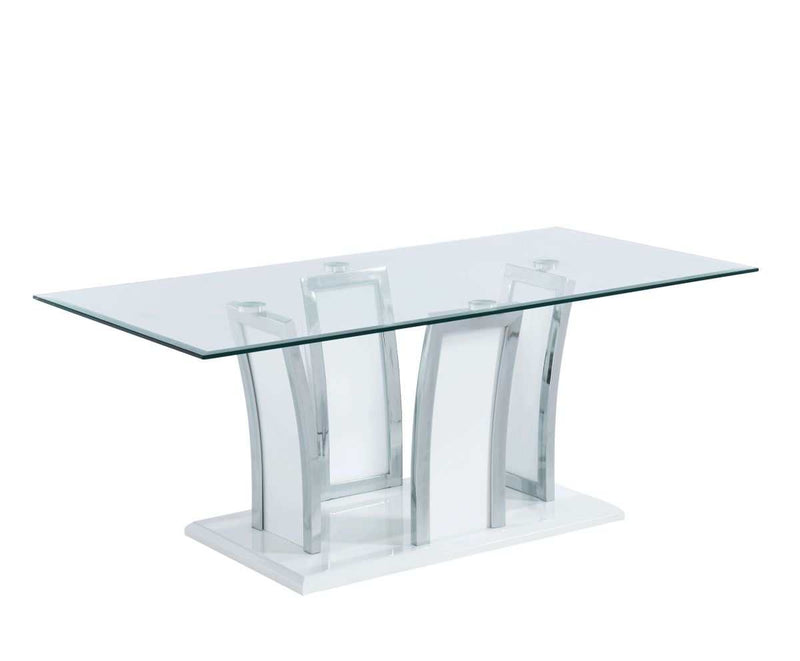 Staten Glossy White/Chrome Coffee Table - Ornate Home