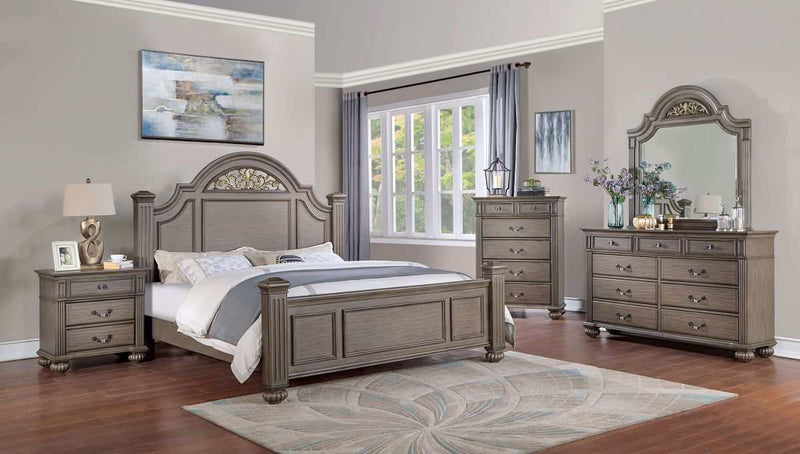 Syracuse Gray Cal. King Bed - Ornate Home