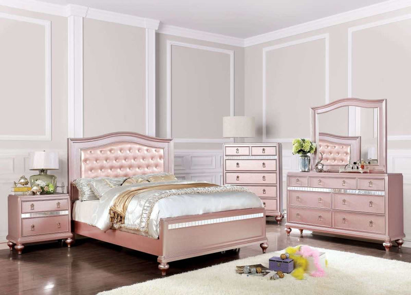 Ariston Rose Gold 4pc Full Bedroom Set - Ornate Home