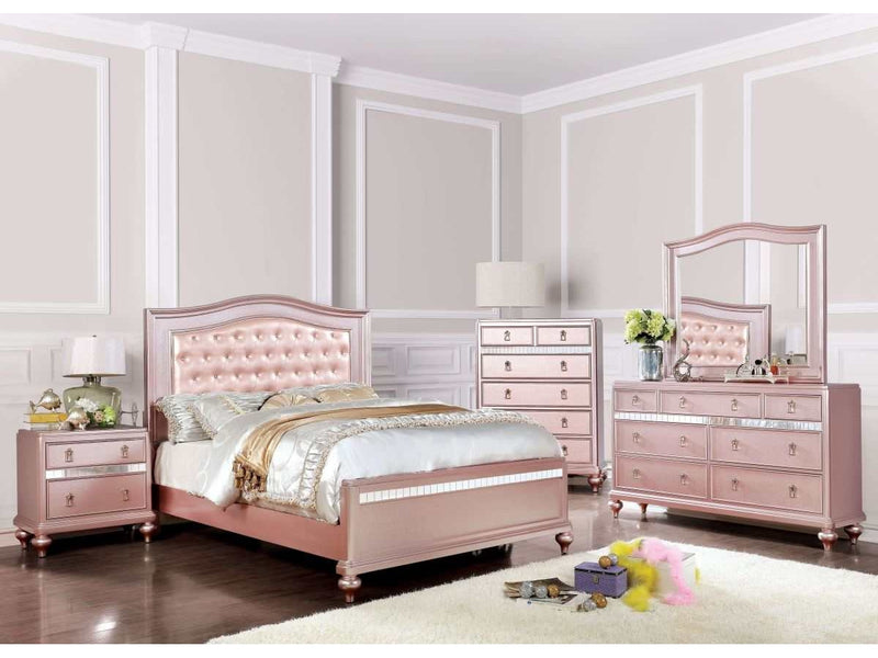 Ariston Rose Gold 4pc Full Bedroom Set - Ornate Home