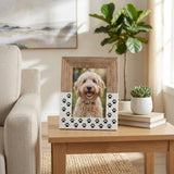 Mabie White/Brown Wood 5x7 Dog-Paws Photo Frame