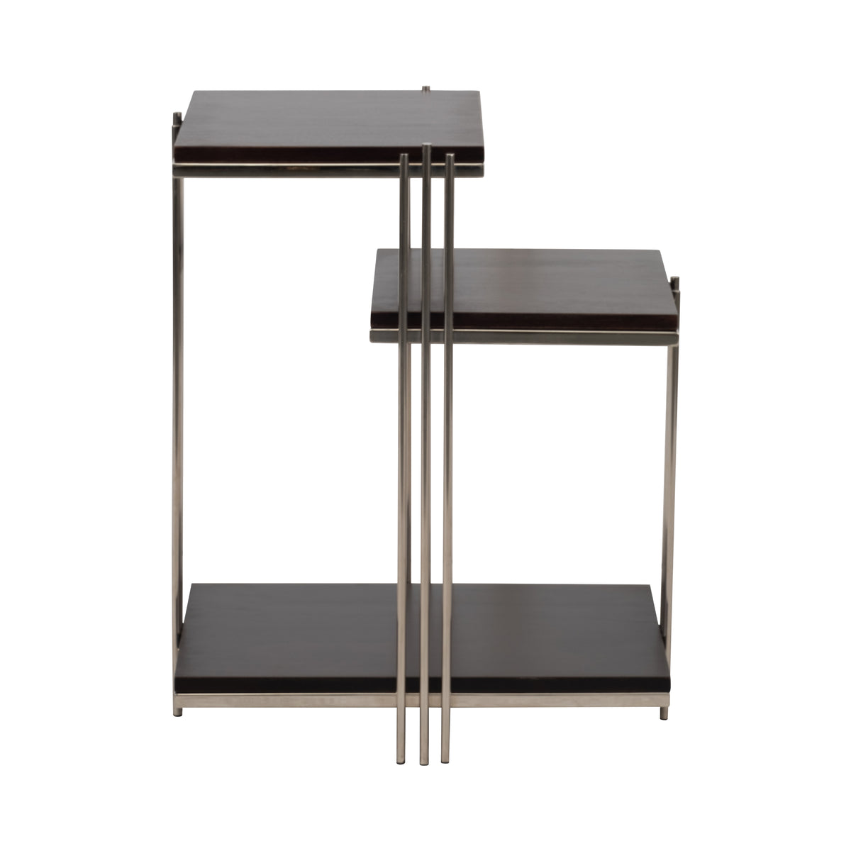 Coleman Brown Metal and Wood Three Tier Side Table