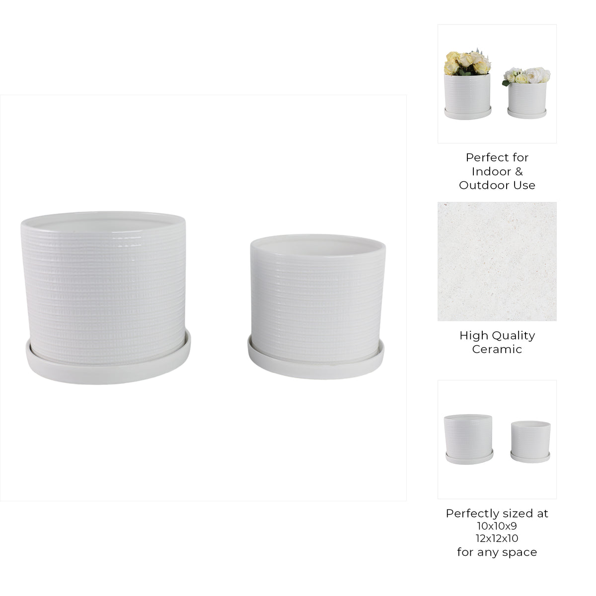 Reedburn White Planters (Set of 2)