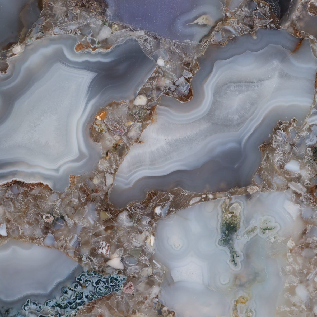 Hermonbrook Blue/Ivory/Gold Agate Tray with Handles