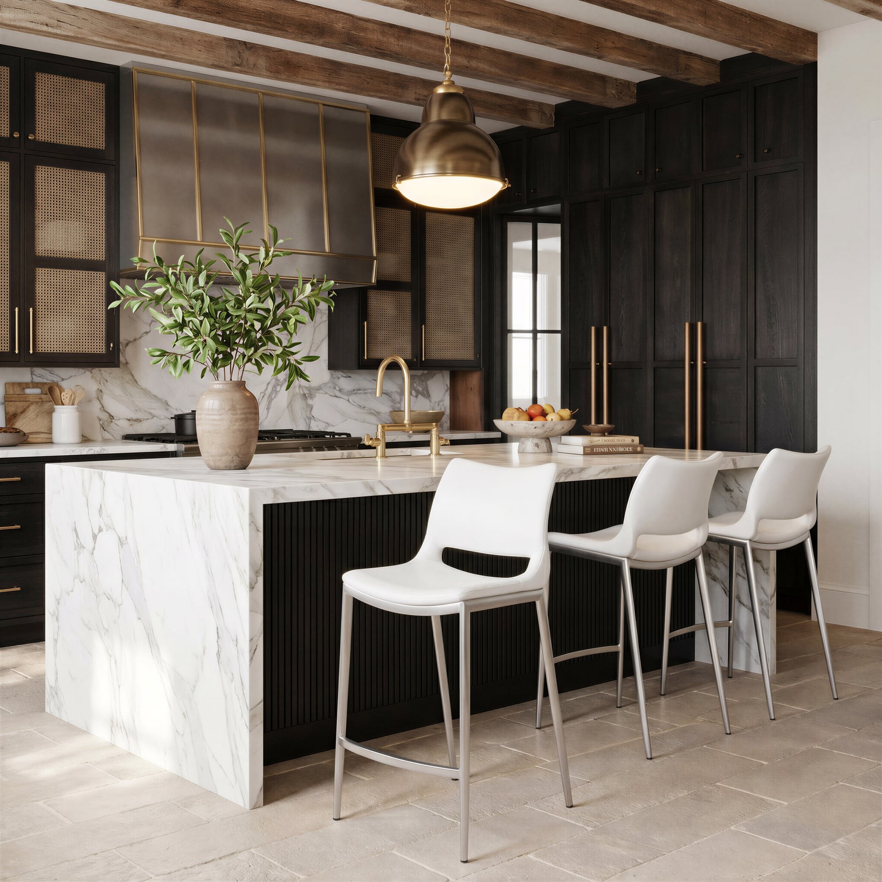 Ace White & Silver Counter Stool (Set of 2)