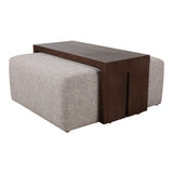 Drydenford Ivory/Brown Square Ottoman with Wood Table