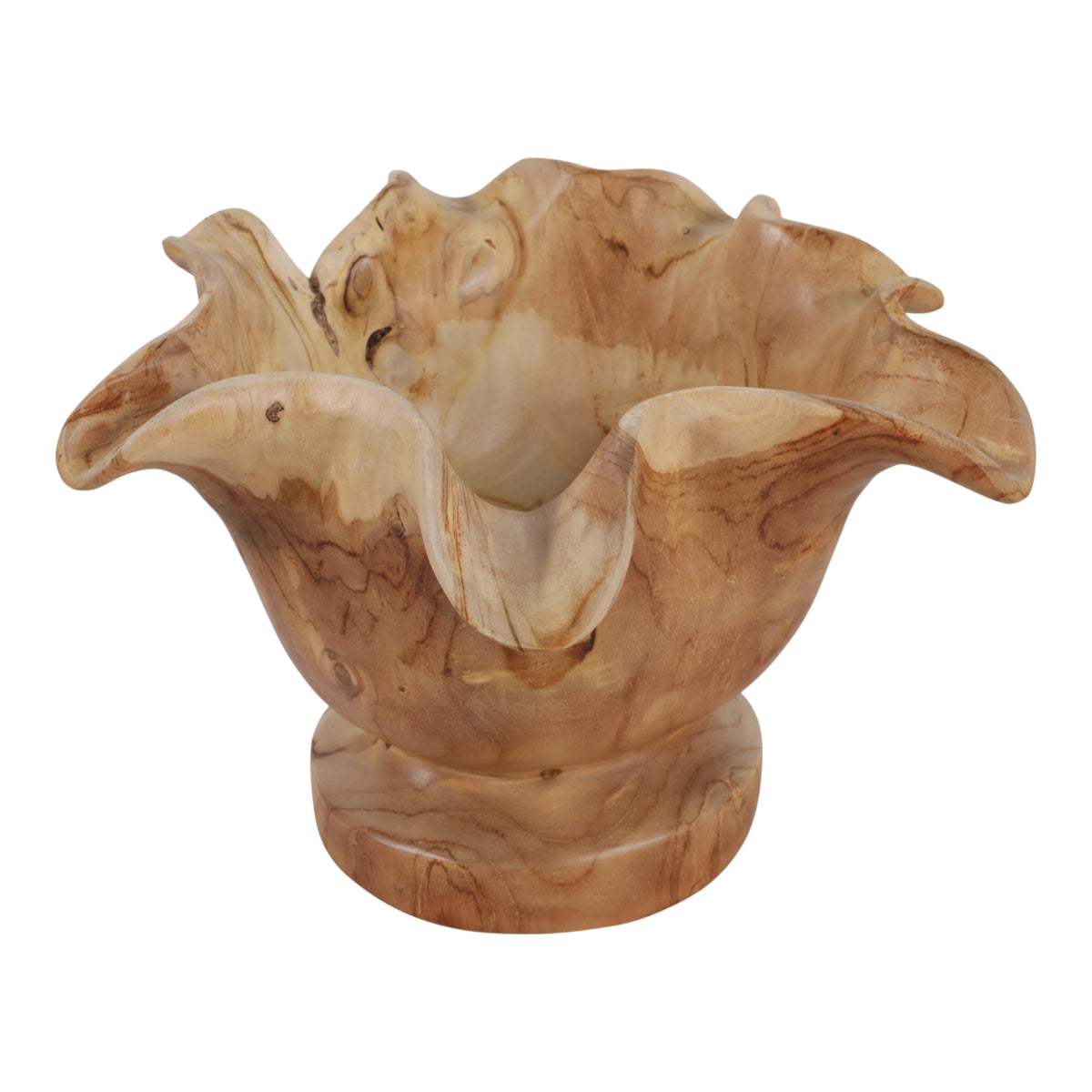 Bowencliff Natural Organic Mungur Wood Bowl on Pedestal