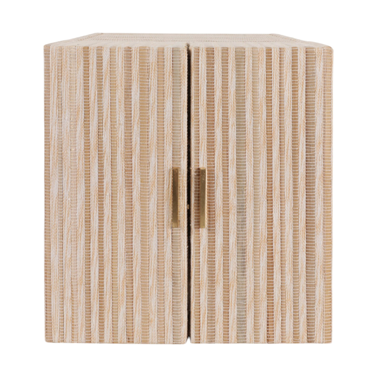 Almond Ivory/Tan Large Raffia Jewelry Box with Mirror