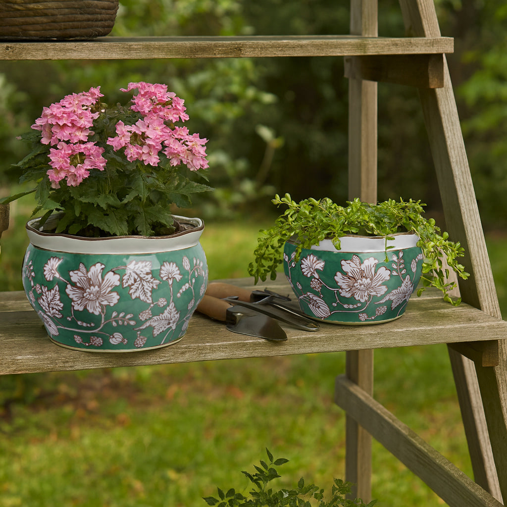 Watsoncliff Green/White/Brown Planters (Set of 2)