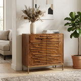 Warner Mango Brown Midcentury Slat 2 Door Cabinet