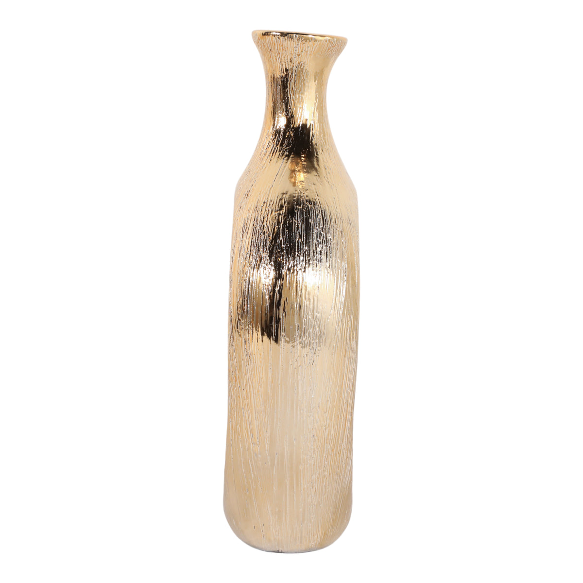 Alray Champagne Scratched Oval Cut Out Vase