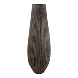Hornbrook Rustic Black/Gray Large Ridged Terracotta Floor Vase