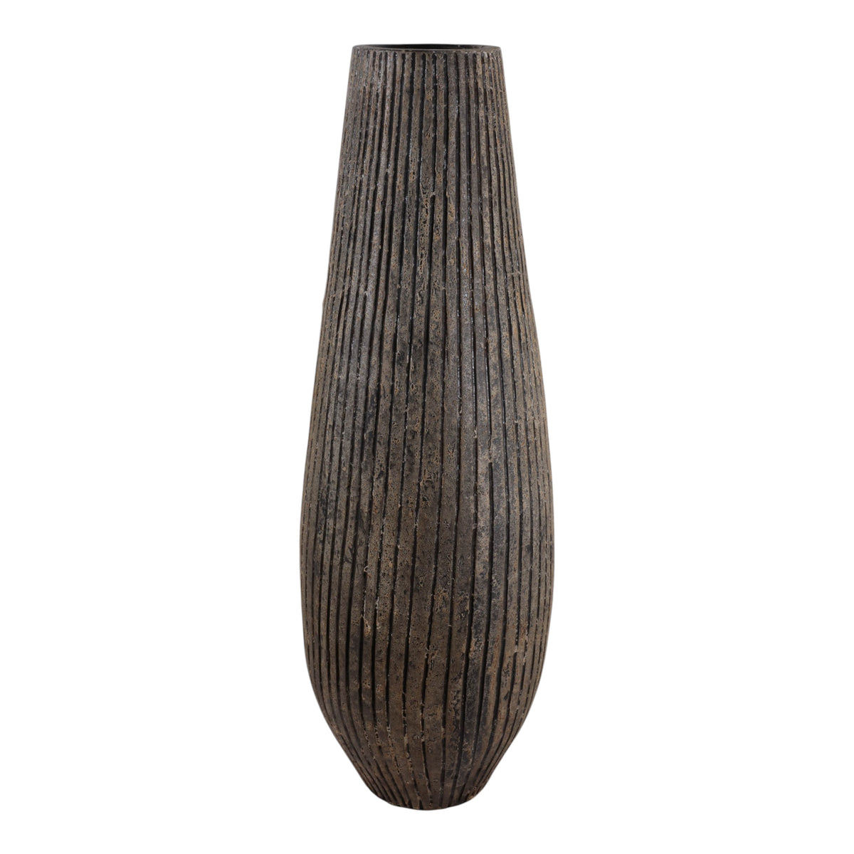 Hornbrook Rustic Black/Gray Large Ridged Terracotta Floor Vase