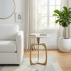 Arcade Gold/White Metal Accent Table with Marble - 14844-01EC