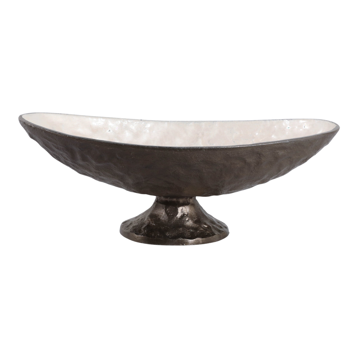 Yellowjacket White/Antique Brass Oval Pedestal Bowl with Enamel
