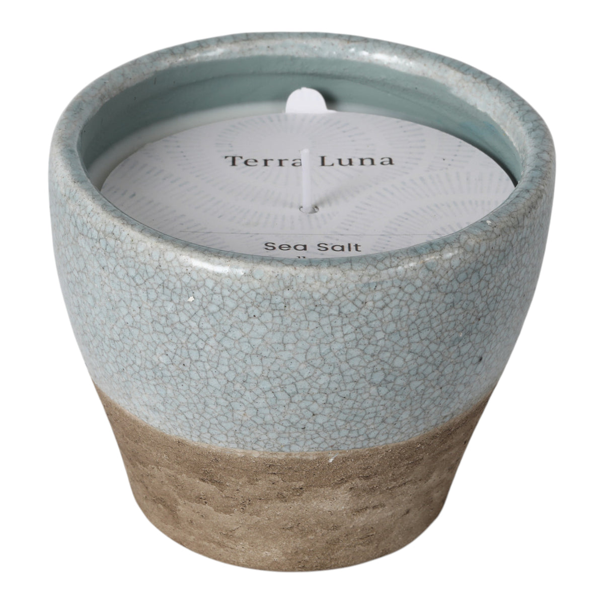 Agra Blue/Ivory Crackle Sea Salt Candle