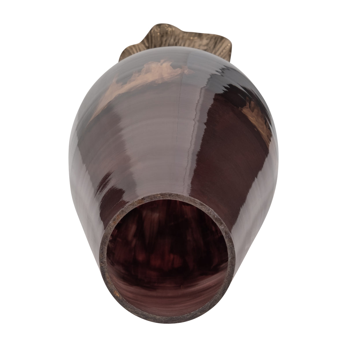 Ripperdan Bronze Glass Vase with Leaf Base