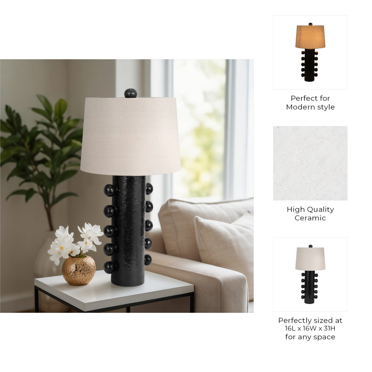 Orange Black/Beige Tall Knobby Table Lamp