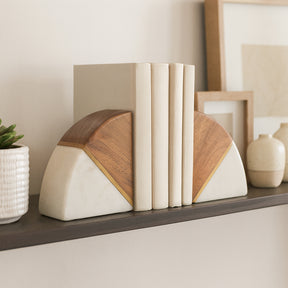Hamptonwick White/Brown/Gold Bookends (Set of 2)