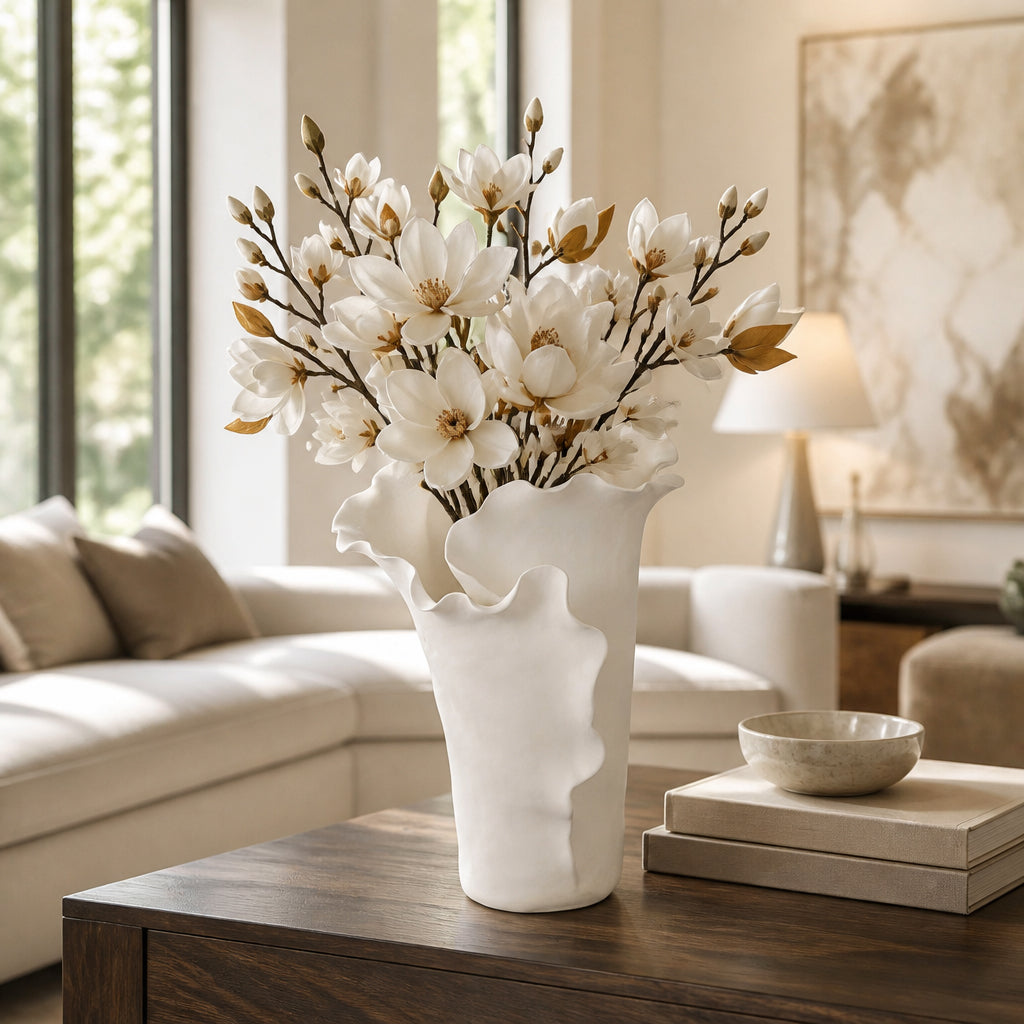 Westonholm White Handmade Flutter Vase