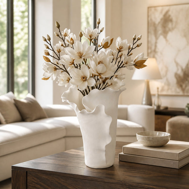 Westonholm White Handmade Flutter Vase