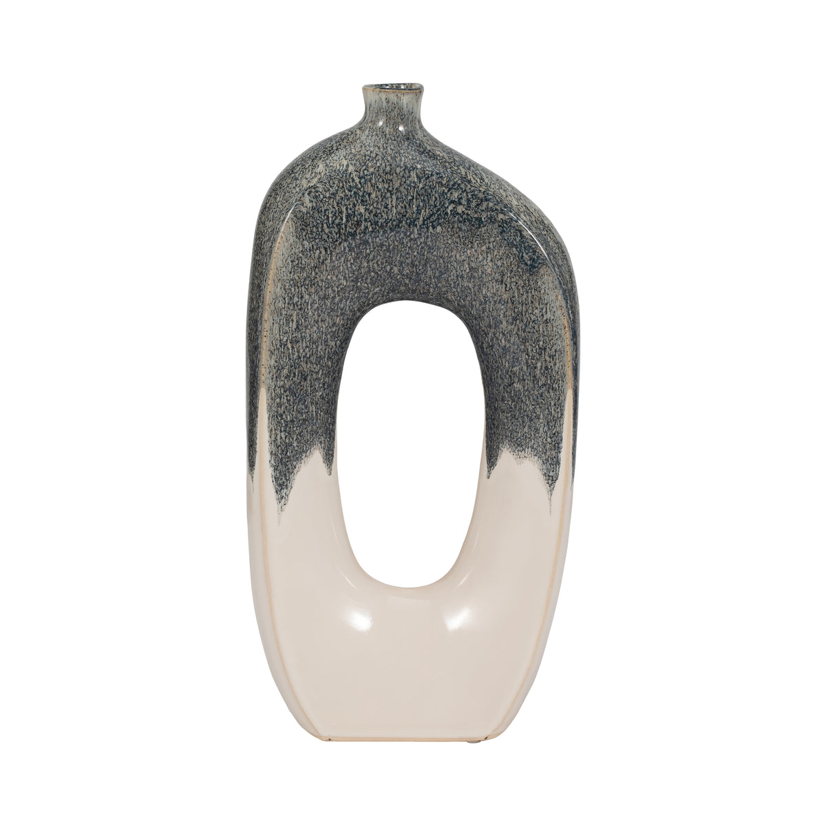 Brice Blue/White Ceramic Curvy Open Cut-Out Vase