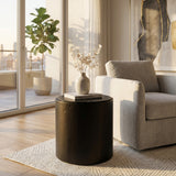 Johnsville Black/White Marble Inlay Round Accent Table