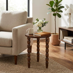 Hoboken Dark Walnut Knobby Wood Accent Table