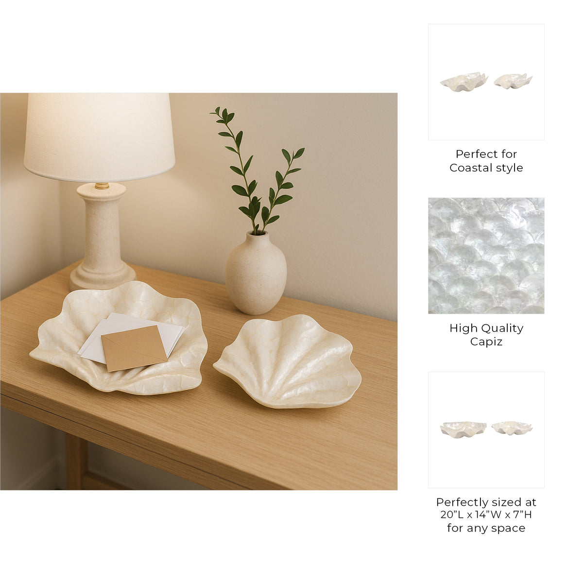 Ignacio Ivory Capiz Shell Shaped Bowls (Set of 2)