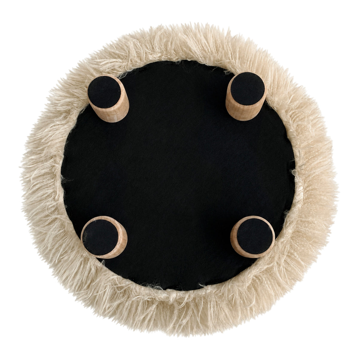 Sullivan Ivory Shaggy Faux Hair Footed Ottoman
