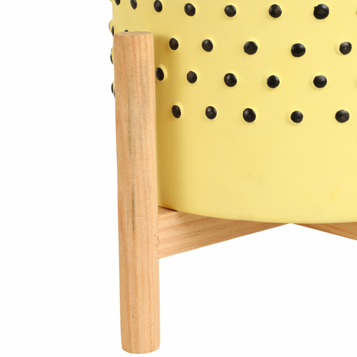 Newcastle Yellow Medium Dotted Planter with Wood Stand