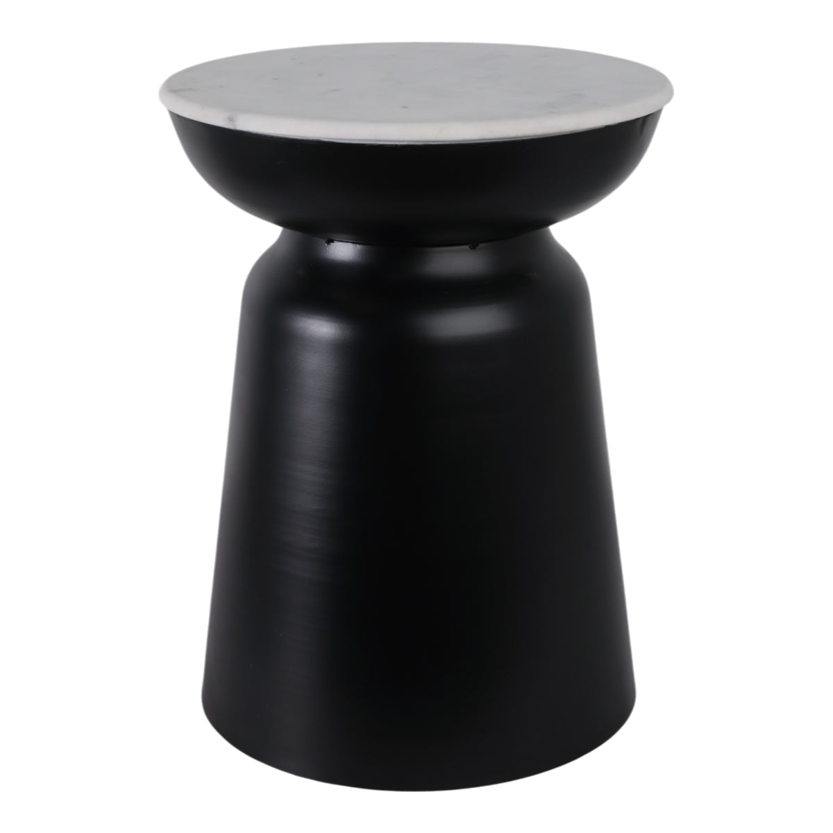 Russ Black/White Metal Accent Table with Marble Top